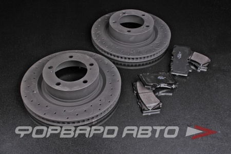 Купить Комплект колодки + диски TOYOTA Land Cruiser LC200, LEXUS LX450D, LX570 после 2015, передняя ось, тормозные диски HAWK + тормозные колодки HAWK LTS HAWK HKC4977.589Y