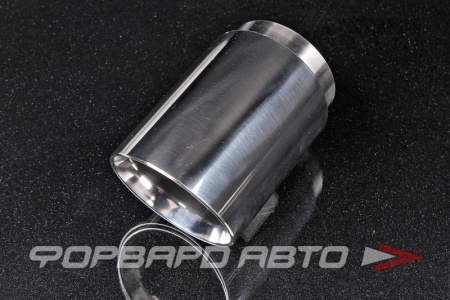 Купить Насадка глушителя Вход = 76 мм Выход = 90 мм (нержавеющая сталь), скошенная, полированная MG 