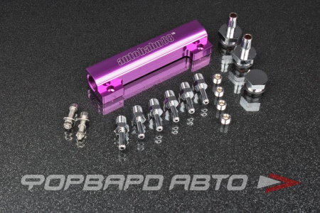Пневмо разветвитель, алюминиевый, фиолетый (Vacuum / Boost Block) AUTOBAHN88 
