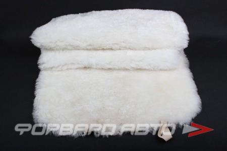 Купить Накидка на сиденье натуральный мех (1шт), белая (короткий+ длинный ворс)  
