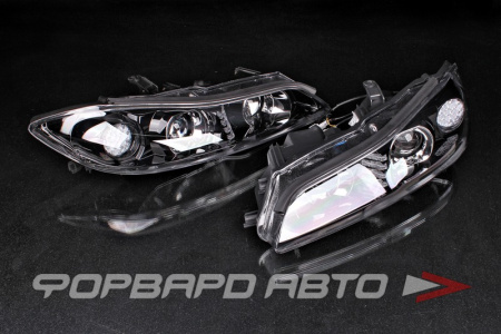 Фары передние NISSAN SILVIA S15 V2, JDM черные, LED  U011BK