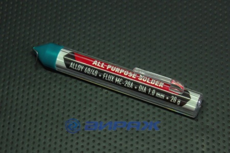 Купить Припой с канифолью 20 гр.d=1.0 мм (Sn60 Pb40 Flux 2.2%) REXANT 