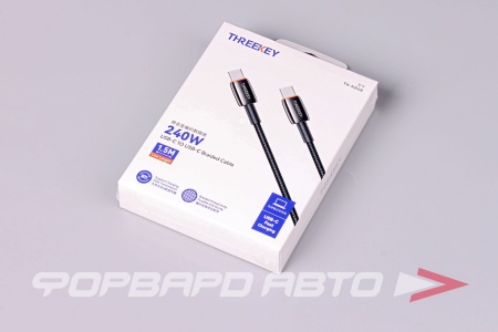 Купить Кабель USB Type-C/Type-C  240W, черный 1.5м THREEKEY  TK-NB08