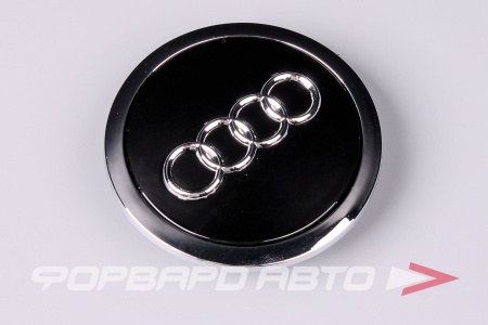 Купить Колпачок ступицы для литых дисков Audi, D55/69мм, Black+3D хром лого+ободок <> AD-07