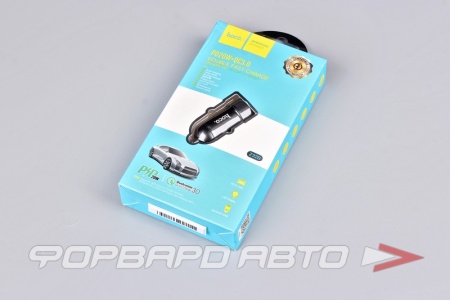 Купить Устройство зарядное в прикуриватель Type-C+USB, цвет черный HOCO Z32B