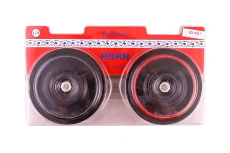 Купить Сигнал звуковой 12-24V дисковый, металл, мощный, d=90мм, 410/510Hz KS-AUTO KS-031