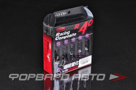 Купить Гайки колесные 12*1,5*45 конус, 16 шт. и 4 секретки, сталь, черные - фиолетовый Kics M88-1H PU