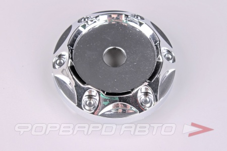 Купить Колпачок ступицы для литых дисков D62/68мм, хром с буртом+6 гаек декоративных+отверстие, h4.5 -30mm <> US-12