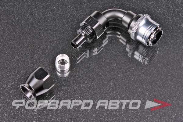 Фитинг AN6 90°, под шланг тефлоновый PTFE, быстросъемный (quick release) "мама" (female) AB88 