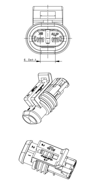 Разъем 2 way 20-16 AWG (SS15-SKT2) 1.7-2.4mm (SS15-SL2) Tyco Еlectronics 282080-1