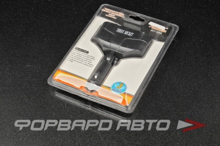 Купить Разветвитель прикуривателя на 3 гнезда 12-24V, индикатор включения, черый KS-AUTO 