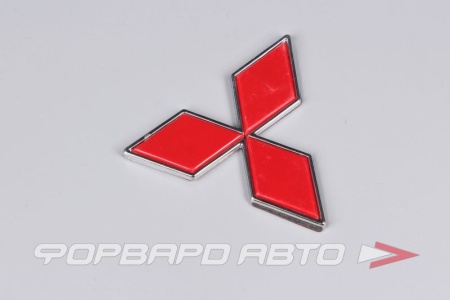 Купить Эмблема Mitsubishi красная 102х90мм (скотч) SKYWAY SME-010
