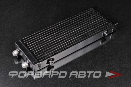 Купить Радиатор масляный 400*140*40 14 рядов универсальный вход AN10 (маслокулер / oil cooler) черный BLACKROCK URS-540