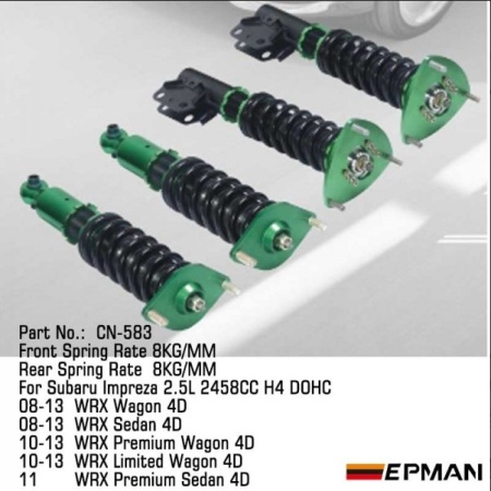 Купить Комплект подвески SUBARU IMPREZA WRX GH 2008-2012, пружины F: 8kg, R: 8kg EPMAN CN-583