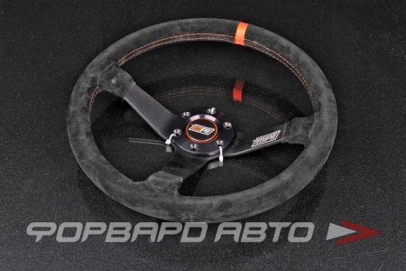 Купить Руль 350 мм, большой вылет, замша, оранжевая нить MPI 