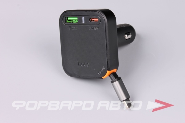 Устройство зарядное 65W, быстрая зарядка (PD30W+QC3.0), встроенный кабель Type-C, 2C1A, цвет черный HOCO NZ18