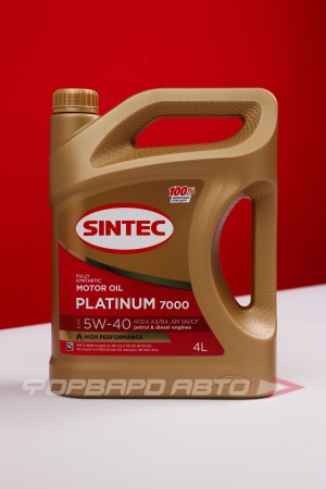 Купить Масло моторное 5W40 4л, PLATINUM 7000 SN/CF A3/B4 (c) SINTEC 600139