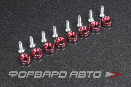 Купить Болт с декоративной шайбой М6 (8 шт) красный CSK PERFOMANCE ABFW-M6-R