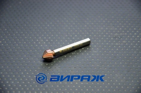 Купить Зенкер конусный с Со покрыт.d 10,4x50 мм, цилиндр хвост.d 6мм для раззенков.М5 ЗУБР 