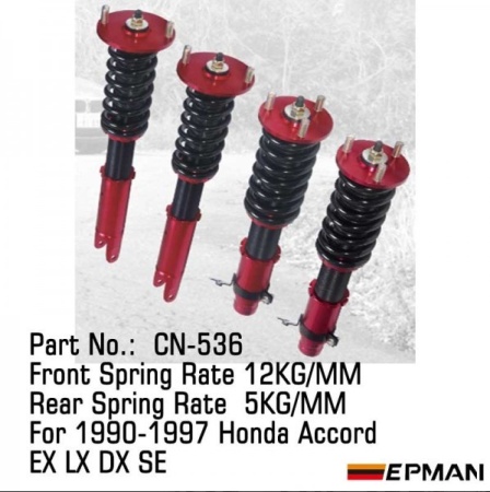 Купить Комплект подвески HONDA ACCORD 1990-1997 гв. (CB, CD) пружины F: 12kg, R: 5kg EPMAN CN-536