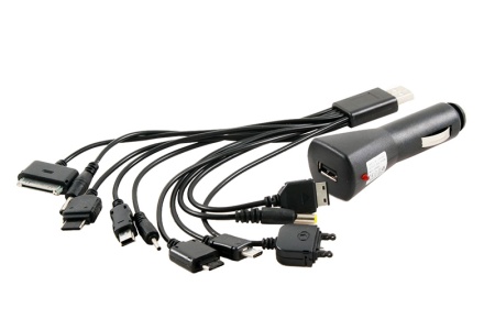 Купить Устройство зарядное телефона  iPhone, 1000 mA, USB, 10 переходников, 12V/24V, черный KS-AUTO KS-002