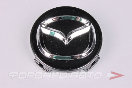 Купить Колпачок ступицы для литых дисков Mazda, D55/55мм, Black+3D хром лого <> MZ-02