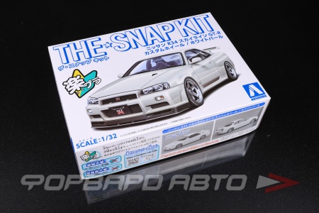 Купить Сборная модель Nissan Skyline GT-R -R34 Custom Wheel (White Pearl) 1/32 AOSHIMA 06632