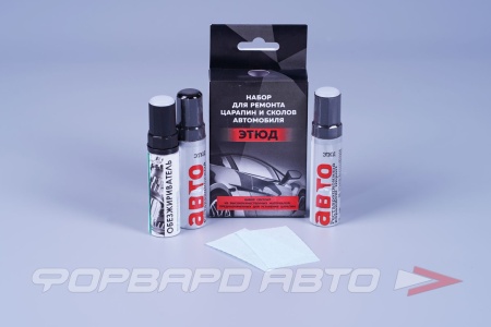Купить Набор для ремонта царапин и сколов Чёрный (обезжир+краска+лак+салфетки) ЭТЮД 76