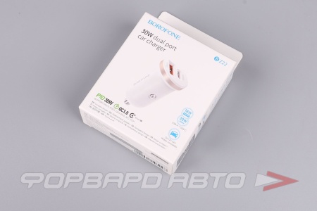 Купить Устройство зарядное в прикуриватель PD30W+QC3.0, белый BOROFONE BZ22
