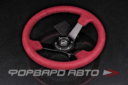 Купить Руль 350 мм, большой вылет, замша темно-красная, черная нить NRG RST-036MB-BUA