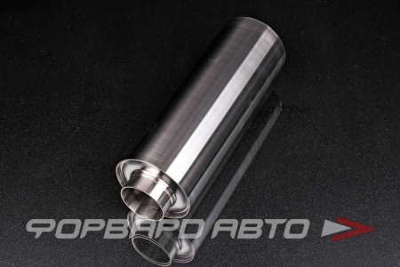 Купить Глушитель Вход = 63,5 мм Выход = 63,5 мм Длина = 300 мм, Диаметр 110 мм, нержавеющая сталь SsExhaust Ss63-110-300