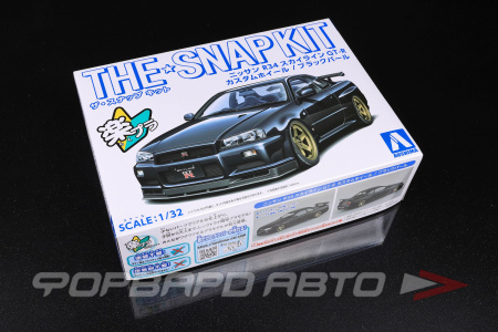 Сборная модель Nissan Skyline GT-R -R34 Custom Wheel (Black Pearl) 1/32 AOSHIMA 06631