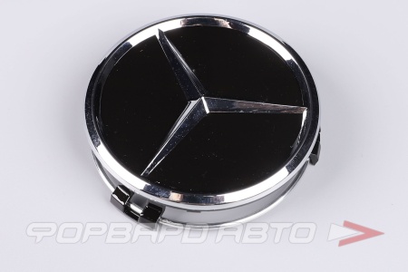 Купить Колпачок ступицы для литых дисков Mercedes, D70/75мм, h7.5-17 Black/хром лого <> Mercedes, 70-76-75mm