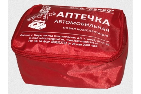 Купить Аптечка автомобильная мягкая, новый состав,  красная "ЛЕЙКО" ГОСТ Медисорб 