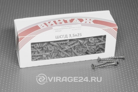 Купить Саморез ШСГД 3,5*25 потай, крупная резьба черный (300 шт.) фасовка Винтаж 