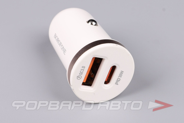 Устройство зарядное в прикуриватель PD30W+QC3.0, белый BOROFONE BZ22