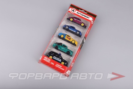 Купить Набор коллекционных машинок 1:64, 5 штук (RET-002 VIOLET, SUP-911 BL, MUS-002 YE/BL, TRU-003 TF, 4X4-001 BK) AUTOPROFI SET-0504