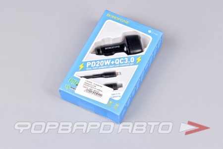 Купить Устройство зарядное 2.4А PD20W+QC3.0+ кабель Type-C, цвет чёрный BOROFONE BZ14А