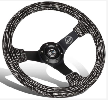 Купить Руль 350 мм, большой вылет, замша, черная нить (усиленный) NRG RST-036MB-SA-H