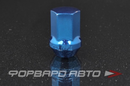 Купить Гайка колеса 12*1,5*35 конус с выступом, головка на 19, сталь, синяя ВЕКТОР 801445 BU-Cr