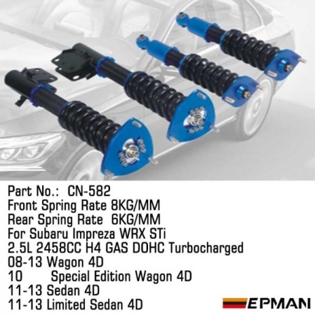 Купить Комплект подвески SUBARU IMPREZA WRX GRB 2008-2013 пружины F: 8kg, R: 6kg EPMAN CN-582