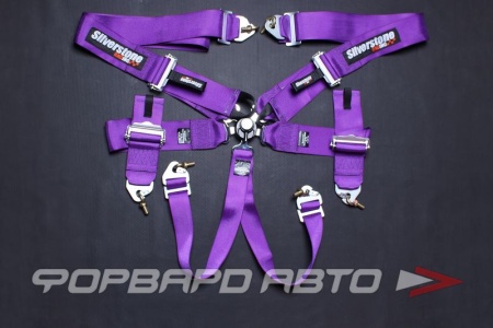 Купить Ремни 5-ти точечные, 3"+3" фиолетовые FIA SILVERSTONE 