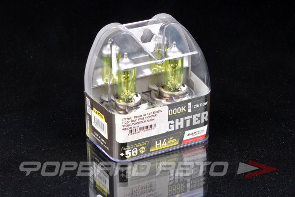 Лампа H4 12V 60/55W (120/110W) FOG FIGHTER 3000K AVANTECH AB3004