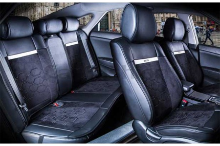Купить Чехлы на сиденья (5 подголовников) экокожа-велюр  "EVOLUTION PLUS" CARFASHION 22439