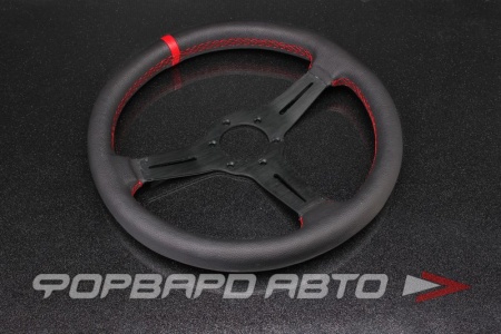 Купить Руль 340мм., кожа, красный  