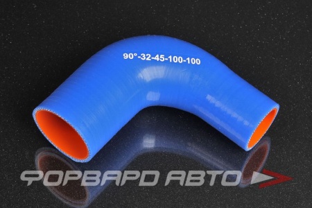 Купить Патрубок силиконовый 32-45 мм, 90°, L=100*100 мм, синий MELCO 90°-32-45-100-100