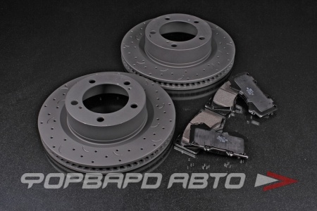 Купить Комплект колодки + диски TOYOTA Land Cruiser LC200, LEXUS LX450D, LX570 до 2015, передняя ось, тормозные диски HAWK + тормозные колодки HAWK PC HAWK HKC4980.589Z