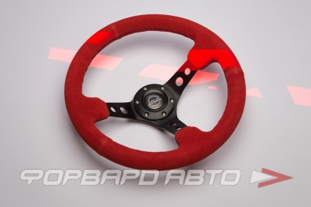 Купить Руль 350 мм, большой вылет, замша красная, черная нить NRG RST-006S-RR