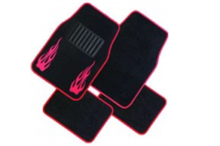 Купить Коврики универсальные ворсовые (4шт) черно-красные ISKY 19583