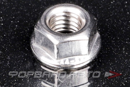 Купить Гайка шестигранная М8 с фланцем пресс-шайбой (без зубов) DIN 6923 нерж. А4  